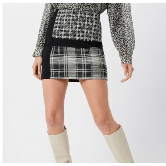 Desigual Women's Kape Black Herringbone Plaid Stetch Mini Skirt - Size L - NWT - Picture 13 of 15